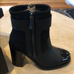 Chanel leather suede boots 36.5 NEW